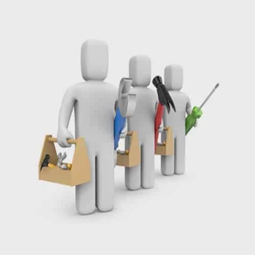 Illustration of a maintenance team carrying tools