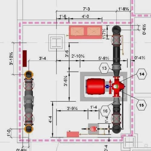 Engineering drawings for a fire safety project